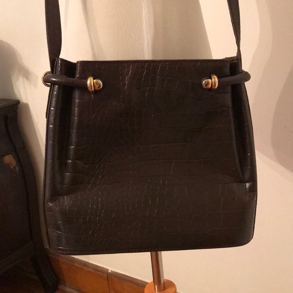 Vintage Bally crossbody bag. croc embossed leather